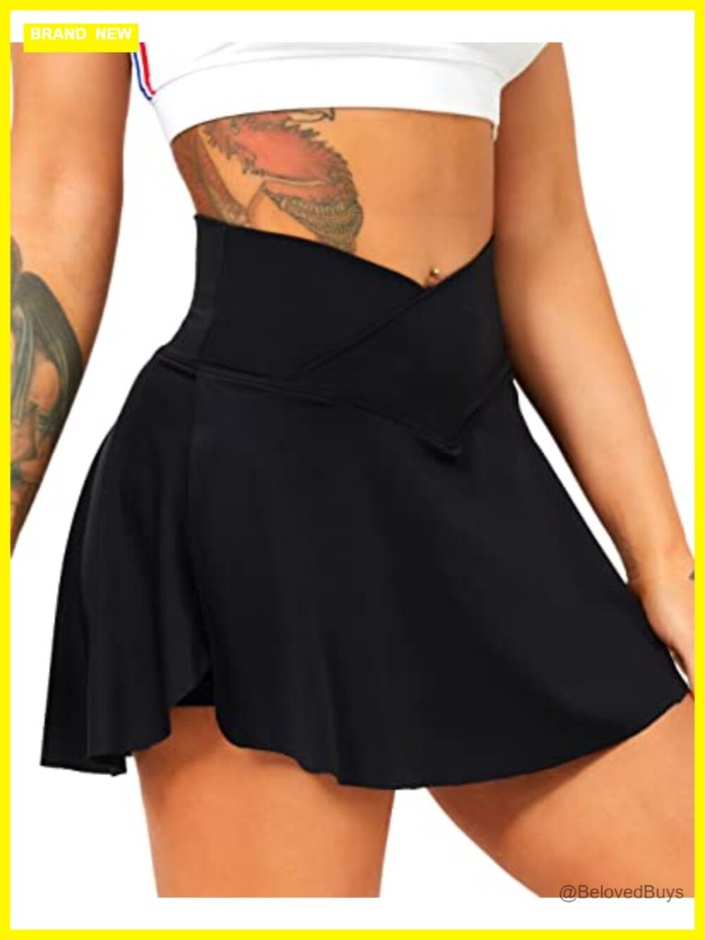 Women's Crossover Pleated Tennis Golf Skort with Built-in Shorts